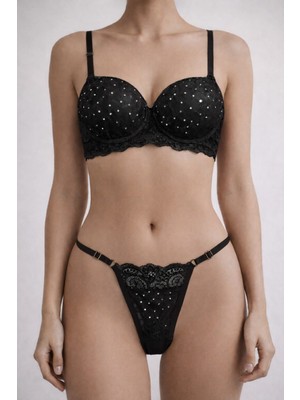 Solenia Işıltılı Taş Detaylı Destekli Sütyen Külot Takımı