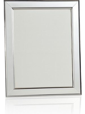 Seçilir Beyaz Renk Gümüş Şeritli Lüks 15X20 cm Resim Çerçevesi - Kırılmaz Camlı