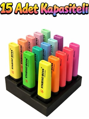 Yapı3D 15 Adet Kapasiteli Çok Amaçlı Kalem Standı | Masaüstü Düzenleyici Organizer | Fosforlu Kalem & Marker Tutucu | S