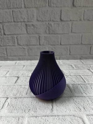 Epilons Mor Minimal Çizgili Vazo 11CM Modern Tasarım Masa Üstü Dekoratif Obje Şık Hediyelik