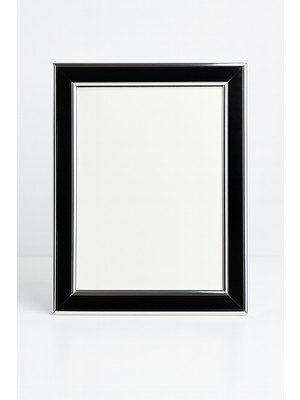 Be Beauty 15X20 cm Gümüş Şeritli Lüks Siyah Resim Çerçevesi - Kırılmaz Camlı
