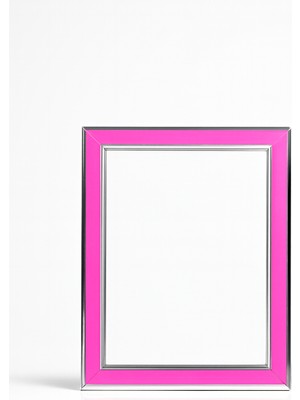 Seçilir Pembe Renk Gümüş Şeritli Lüks 15X20 cm Resim Çerçevesi - Kırılmaz Camlı