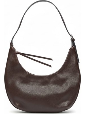 Veyla Style Kahverengi Suni Deri Yarım Ay Omuz Çantası