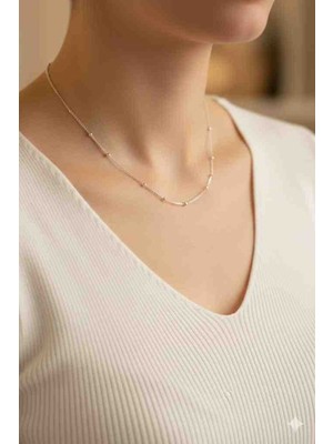 Stainles Steel Minimal Kadın Kolye | Zarif Boncuk Detaylı Şık Kolye – Sevgililer Günü