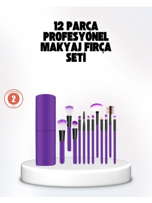 Pazarcan Kusursuz Makyaj Için 12 Parça Profesyonel Fırça Seti Taşınabilir Kutu Hediyeli