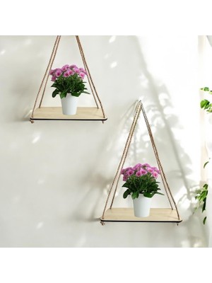 Sayılı Collection 2’li Ahşap Duvar Rafı Askılı Bitki Rafı Oda, Ev, Mutfak, Balkon, Bahçe Duvar Dekoru Süsü (30X10CM)