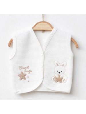 The Secret Desire Sweet Hugs Tavşan Nakışlı Unisex Bebek Yeleği – 3-6-912 Ay 0-3 Ay - Pembe