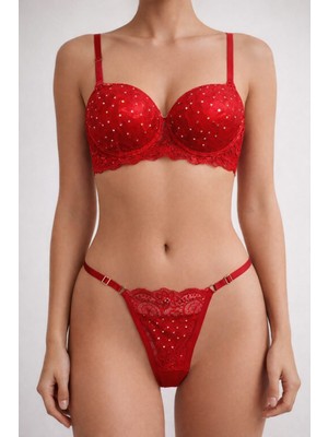 Solenia Işıltılı Taş Detaylı Destekli Sütyen Külot Takımı