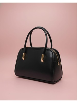 Veyla Style Minimalist Tasarım Lüks Dokulu Siyah Kadın El ve Omuz Çantası