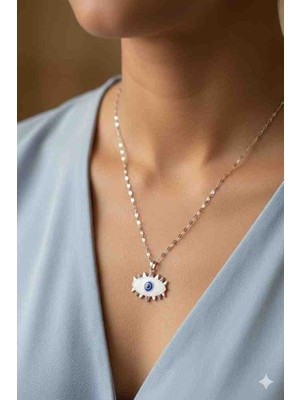 Stainless Steel Stainles Steel 316L Çelik Kadın Gümüş Renk Modern Nazar Göz Kolye