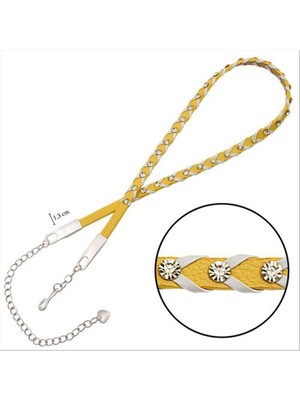 Ayena Moda Örgülü Deri Taşlı Kemer