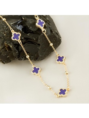 Ayena Moda Çiçek Mineli Yeni Sezon Zincir Kolye 45 cm