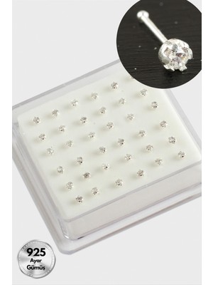 Ayena Moda 3 mm Zirkon Tek Taşlı Gümüş Hızma 36 Adet