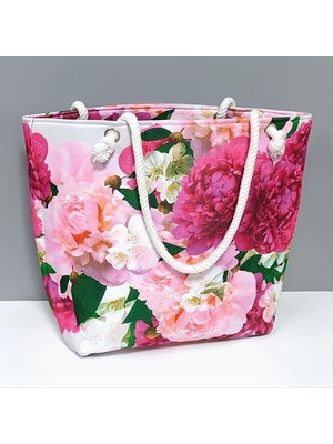 Ayena Moda Gül Desenli Plaj Çantası