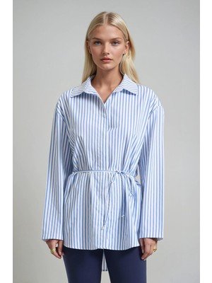 Lijuri Çizgili Bel Bağlamalı Tunik Gömlek 3496