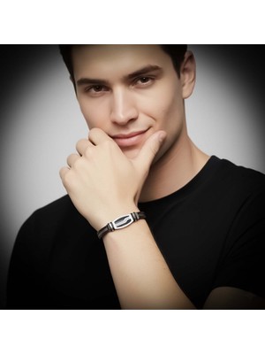 Neararsanbizde Deri Kordonlu Çelik Halat Erkek Bileklik 33574B17D6
