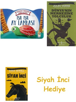 İş Bankası Kültür Yayınları Işıl Işıl Ay Lambası-Kıpırtılı Pırıltılı Gökyüzü + Dünyanın Merkezine Yolculuk + Siyah Inci Hediye