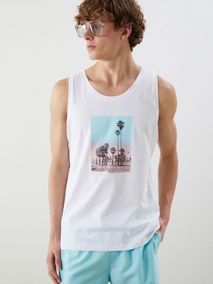 Lc Waikiki Yeni Sezon Bisiklet Yaka Baskılı Penye Erkek Kolsuz Tişört