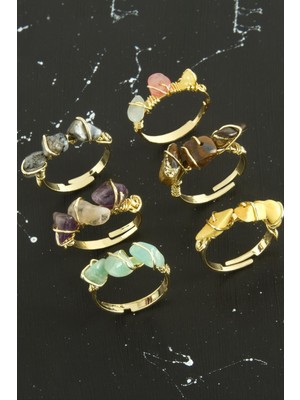 Ayena Moda Kırık Doğaltaşlı Eklem Yüzük 1 Adet