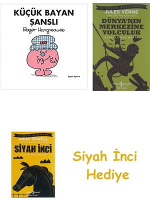 İş Bankası Kültür Yayınları Küçük Bayan Şanslı + Dünyanın Merkezine Yolculuk + Siyah Inci Hediye