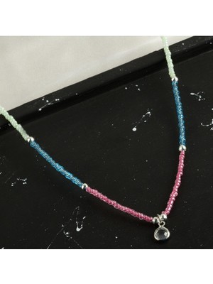 Ayena Moda Renkli Kum Boncuk Taşlı Kolye