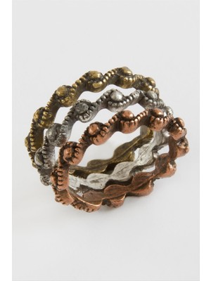 Ayena Moda 3 Adet Zikzak Metal Yüzük