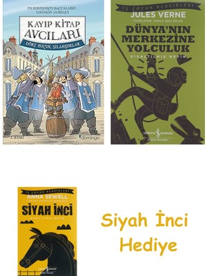 İş Bankası Kültür Yayınları Kayıp Kitap Avcıları 2 - Dört Buçuk Silahşörler + Dünyanın Merkezine Yolculuk + Siyah Inci Hediye