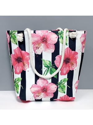 Ayena Moda Çiçek Desenli Plaj Çantası