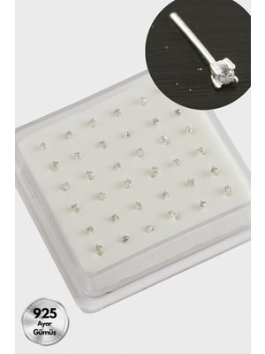 Ayena Moda 2 mm Kare Zirkon Tek Taşlı Gümüş Hızma 36 Adet