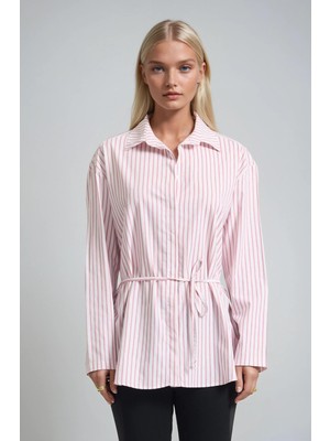 Lijuri Çizgili Bel Bağlamalı Tunik Gömlek 3496