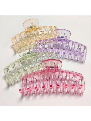 Ayena Moda 11 cm Oval Büyük Şeffaf Renkli Mandal Toka 1 Adet