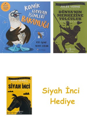 İş Bankası Kültür Yayınları Komik Hayvan Isimleri Bakanlığı + Dünyanın Merkezine Yolculuk + Siyah Inci Hediye