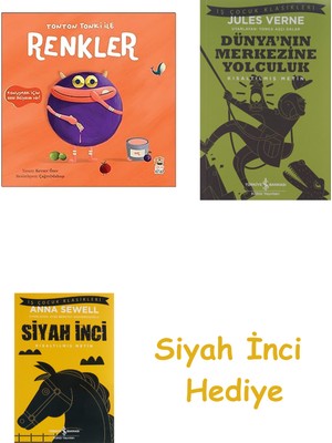 İş Bankası Kültür Yayınları Tonton Tonki Ile Renkler (Delikli Sürpriz Pencereli Kitap) + Dünyanın Merkezine Yolculuk + Siyah Inci Hediye