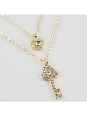 Ayena Moda Anahtar Figürlü Yeni Sezon Ikili Kolye