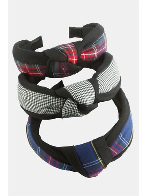 Ayena Moda Ekose Desenli Düğümlü Taç