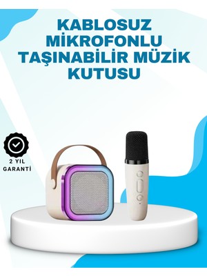 Ayena Moda Karaoke Mikrofon Hoparlör Seti Bluetooth Kablosuz Taşınabilir