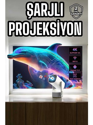 Ayena Moda Taşınabilir Sinema Oyun Projektörü Akıllı Projeksiyon Android 11