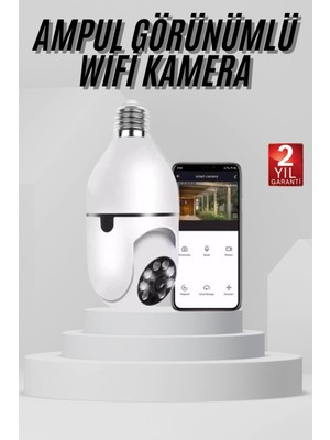 Ayena Moda Wifi Güvenlik Kamerası 360 Derece Dönebilen Harekete Duyarlı Gece Görüşlü Ampul