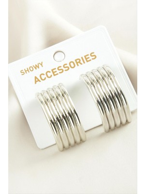 Ayena Moda Hasır Şekilli Trend Metal Küpe