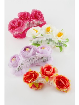 Ayena Moda Çiçek Renkli Mandal Toka 11 cm