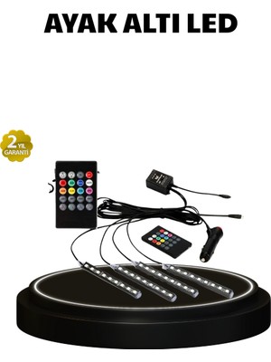 Ayena Moda Rgb Müzik Kontrollü Araç LED Işık Seti 48 LED 12V Uzaktan Kumandalı