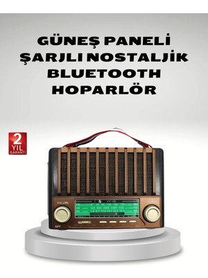 Ayena Moda Taşınabilir Hoparlör Güneş Panelli Bluetooth USB Sd Fm Am Sw Radyo