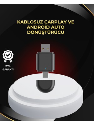 Ayena Moda Kablosuz Carplay ve Android Auto Dönüştürücü – Usb-A & Type-C Girişli Akıllı Adaptör