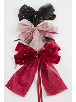 Ayena Moda Taşlı Fiyonglu Tüllü Otomatik Toka 19 cm