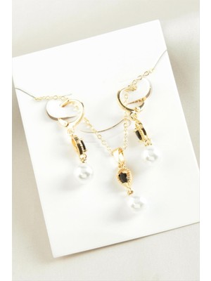 Ayena Moda Damla Inci Zirkon Taşlı Set Kolye