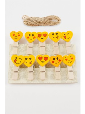Ayena Moda 10 Adet Kalp Emoji Süs Mandal