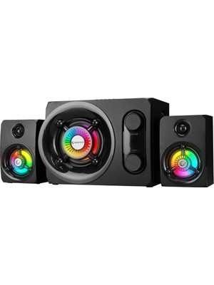 Ayena Moda Rampage RMS-G8ANTARES 25W 2+1 Masaüstü Fm/bt/sd/usb Rainbow Aydınlatma Siyah Kasa SPEAKER(1923)