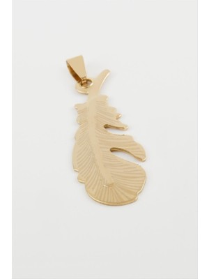 Ayena Moda Yaprak Çelik Kolye Ucu 5 cm