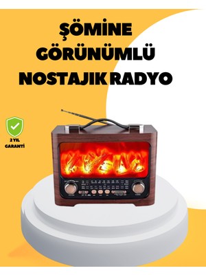 Ayena Moda Taşınabilir Şömine Görünümlü Bluetooth Hoparlör – Solar Şarjlı Alev Işıklı 7W Ses