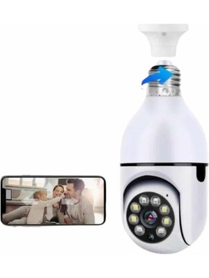 Ayena Moda Wifi Güvenlik Kamerası Çift Kameralı Ampule Takılabilir Sensörlü